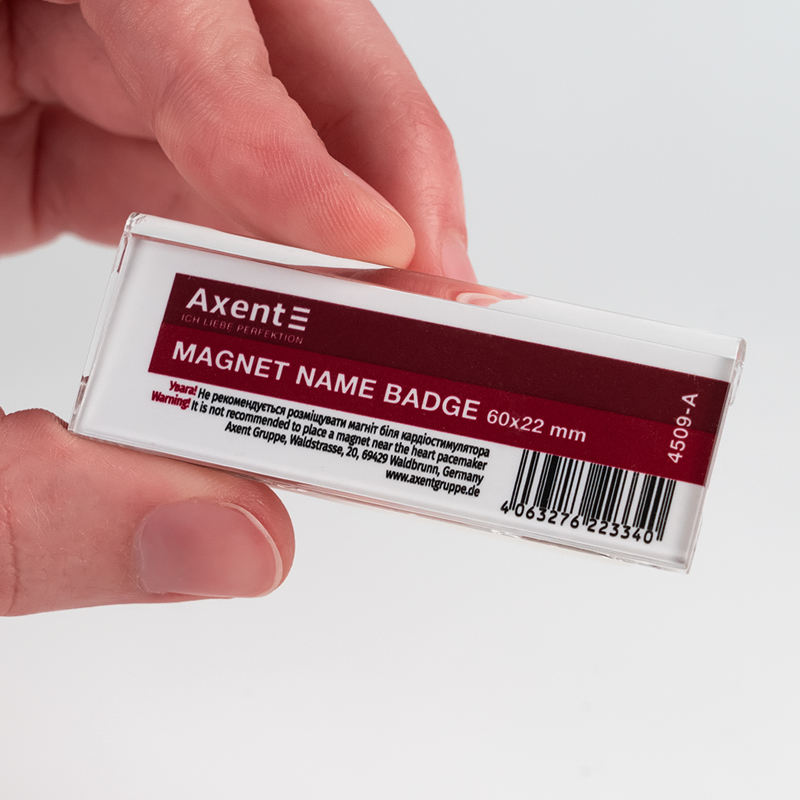 Бейдж акриловий на магніті Axent 4509-A, 60х25 мм